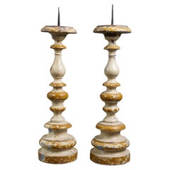 Coppia di Candelabri a Rocchetto Legno Laccato Toscana inizi XVIII secolo