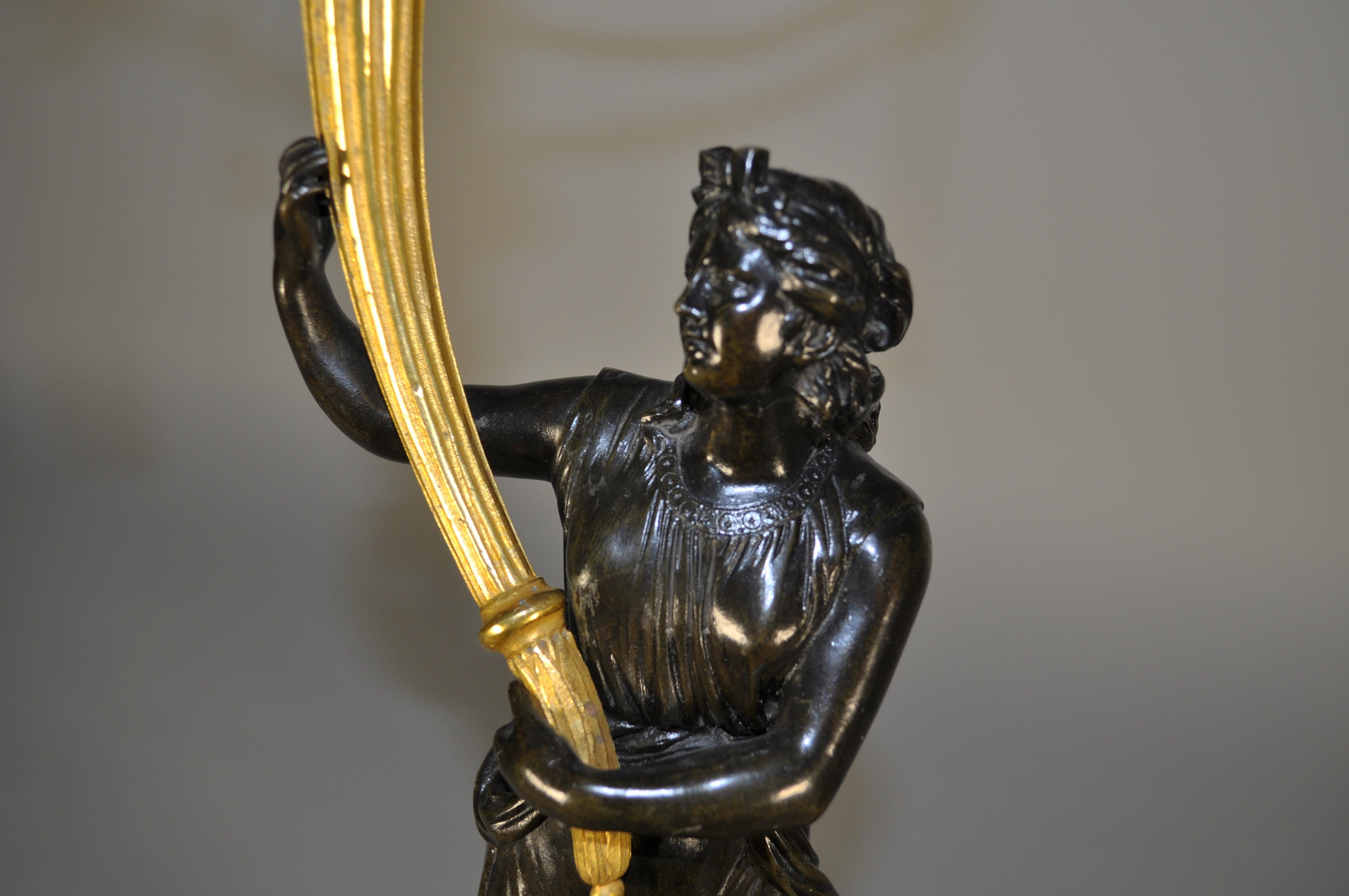 Coppia di candelabri francesi con vestali in bronzo e basi in marmo fine XVIII in vendita 3