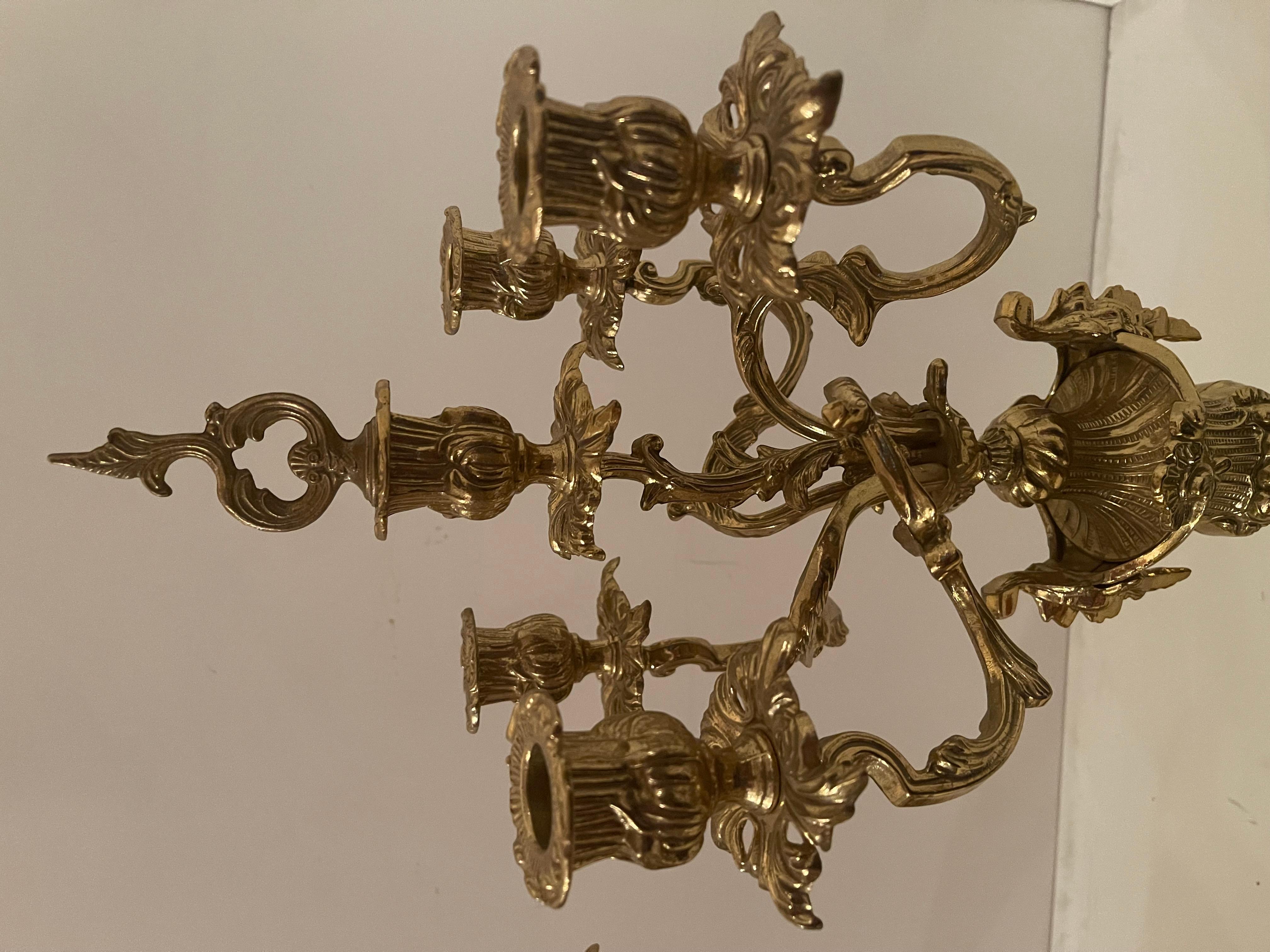 20th Century Coppia di candelabri in bronzo dorato stile Napoleone III  XX secolo in vendita