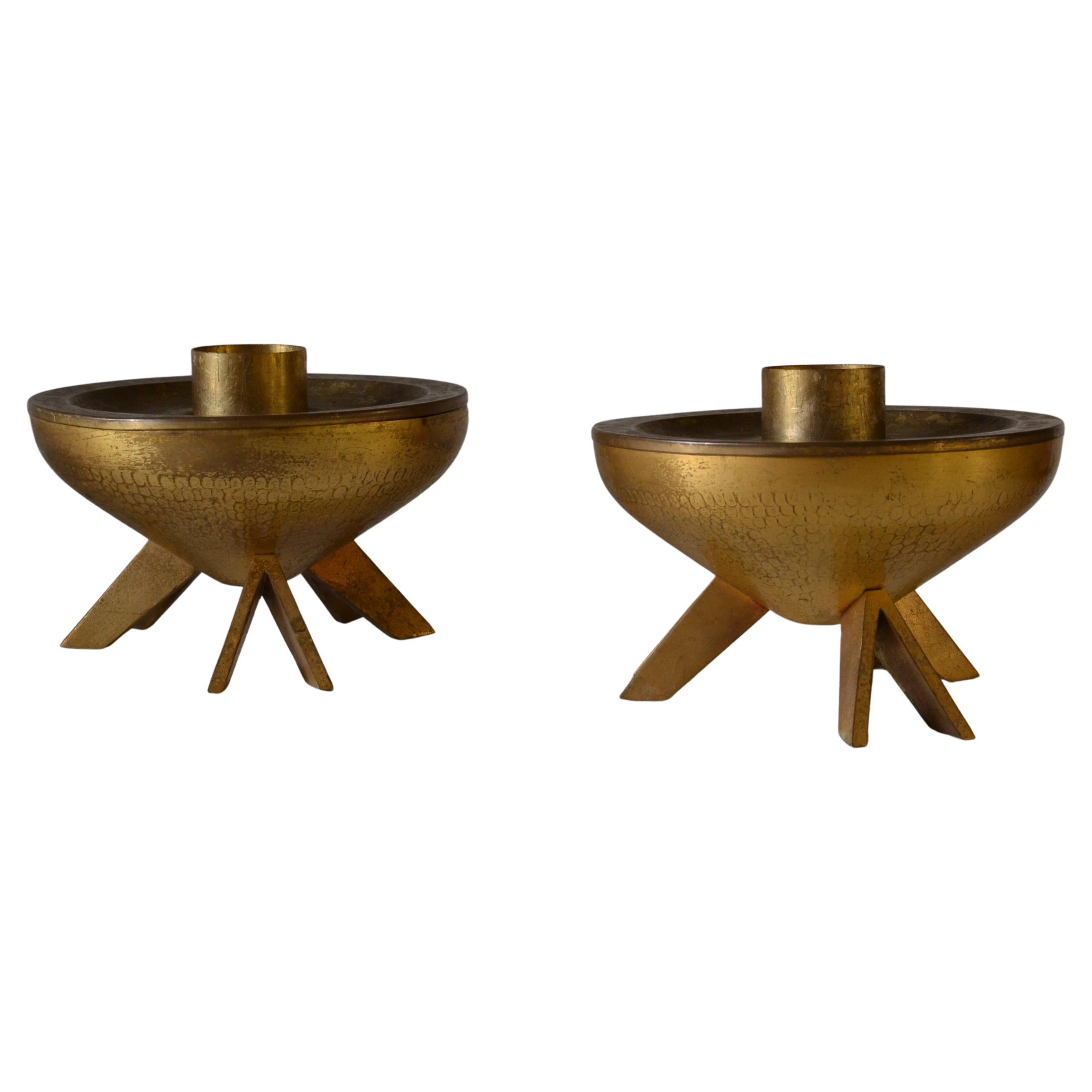 Paire de candélabres en laiton, fabrication italienne