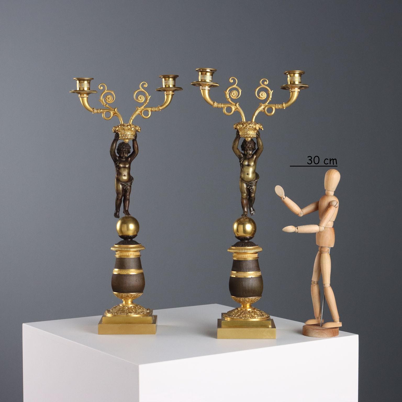 Italian Coppia di Candelabri in Stile Napoleone III Italia Metà '900 in vendita