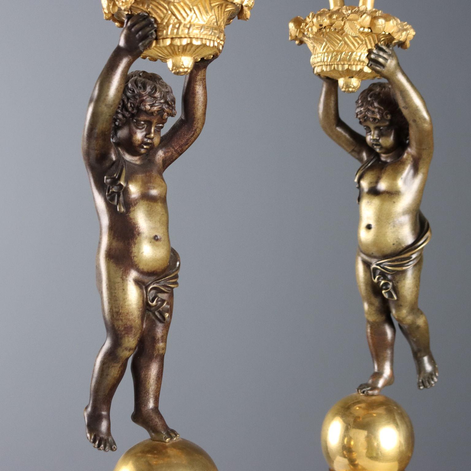 Coppia di Candelabri in Stile Napoleone III Italia Metà '900 In condizioni buone in vendita a Milano, IT