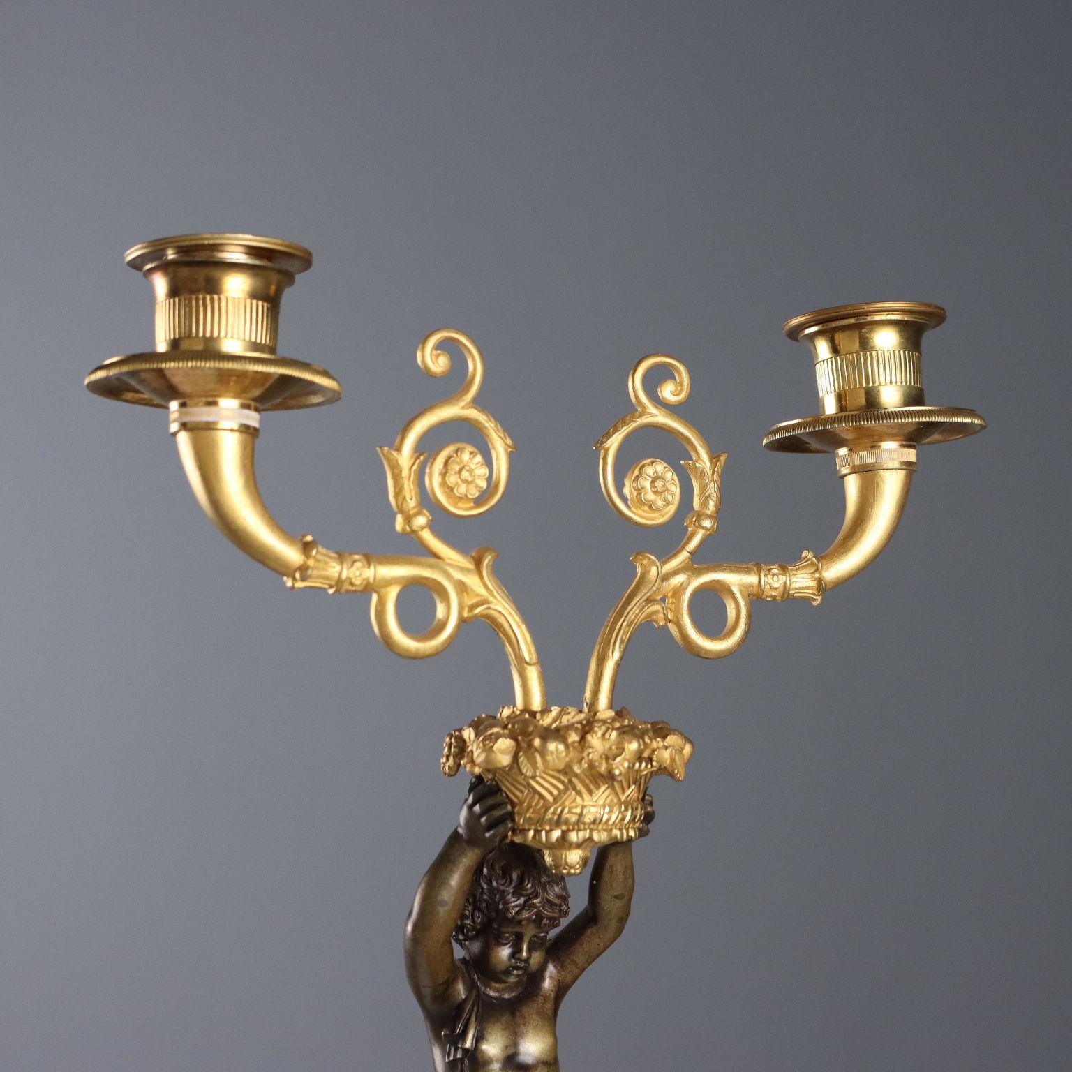 Mid-20th Century Coppia di Candelabri in Stile Napoleone III Italia Metà '900 in vendita