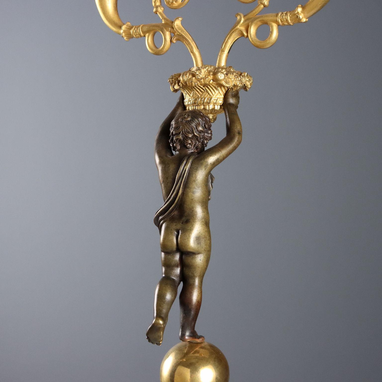 Coppia di Candelabri in Stile Napoleone III Italia Metà '900 in vendita 1