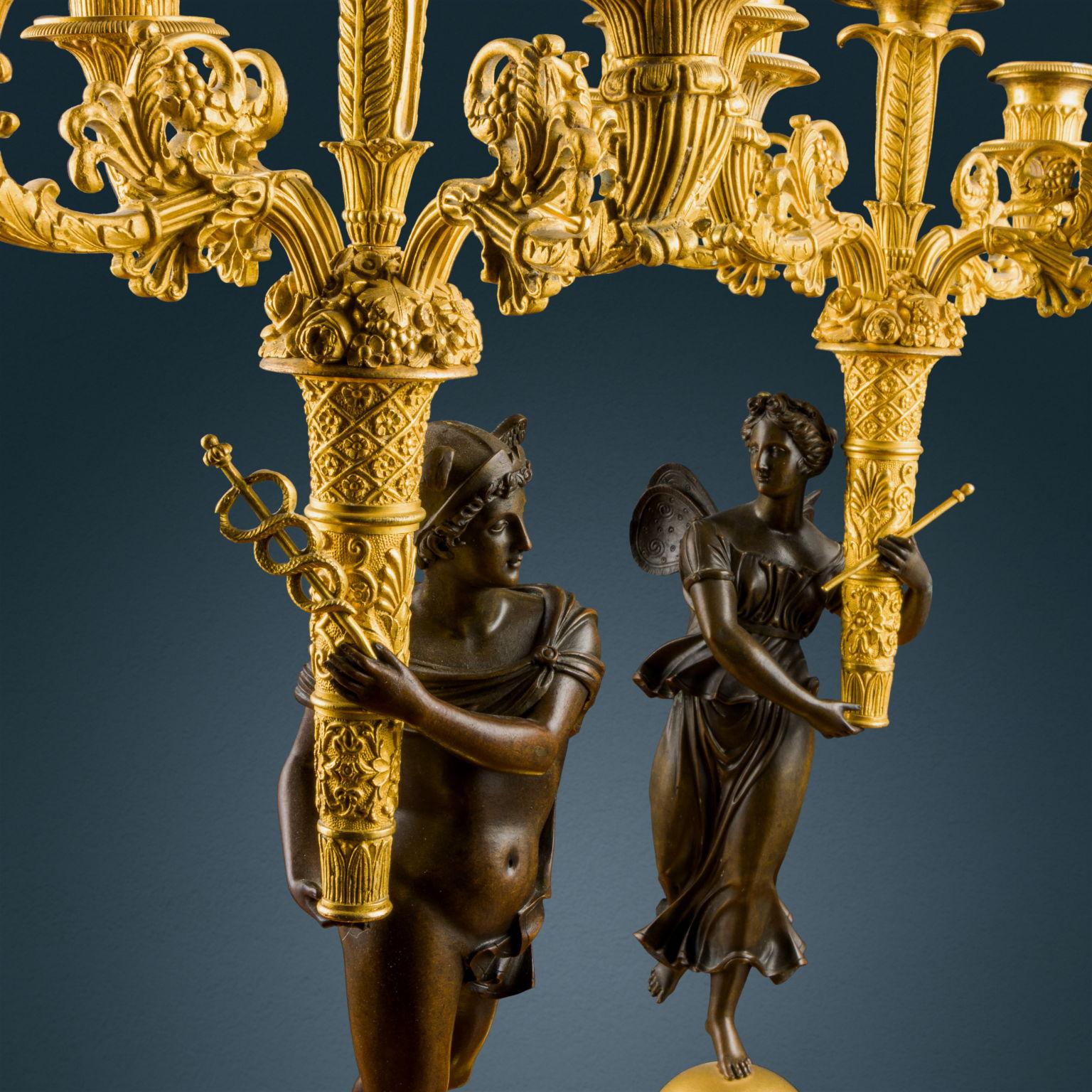 Restauration Paire de candélabres Paris deuxième quart du 19ème siècle en vente