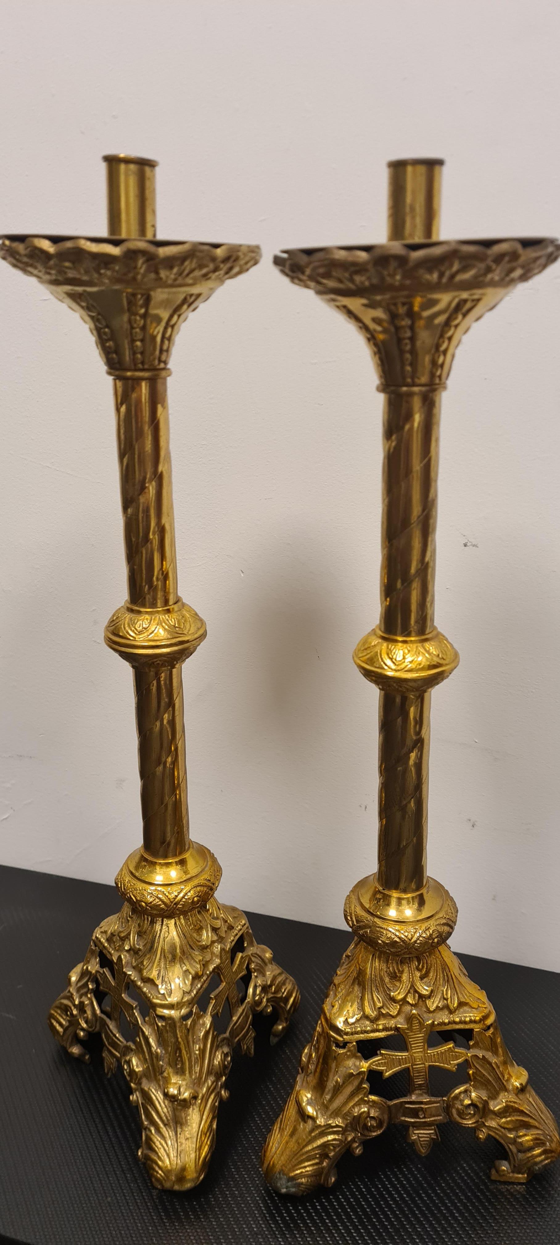 Pair Brass Candlesticks For Sale 10