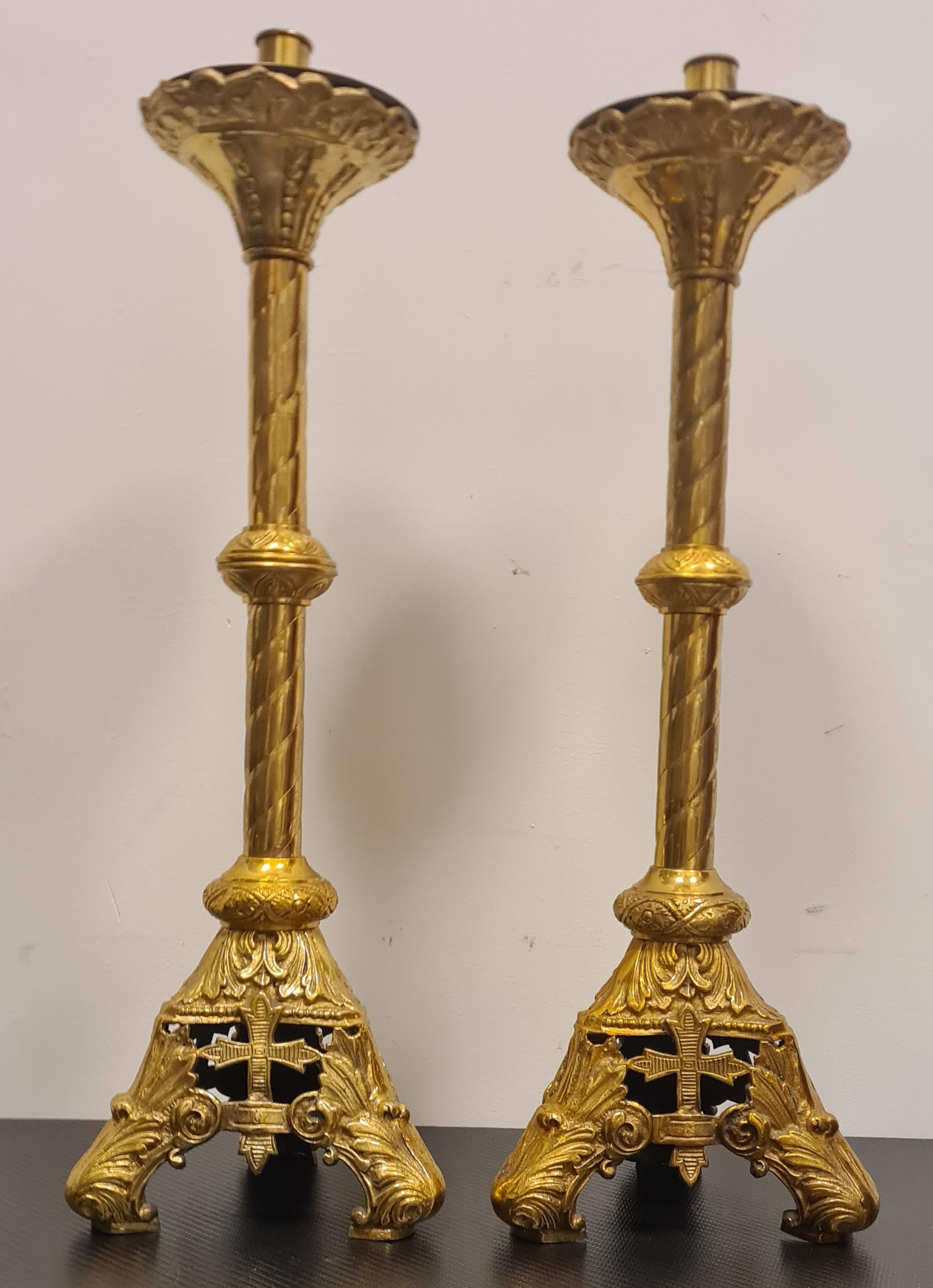 Pair Brass Candlesticks In Good Condition For Sale In Torino, IT