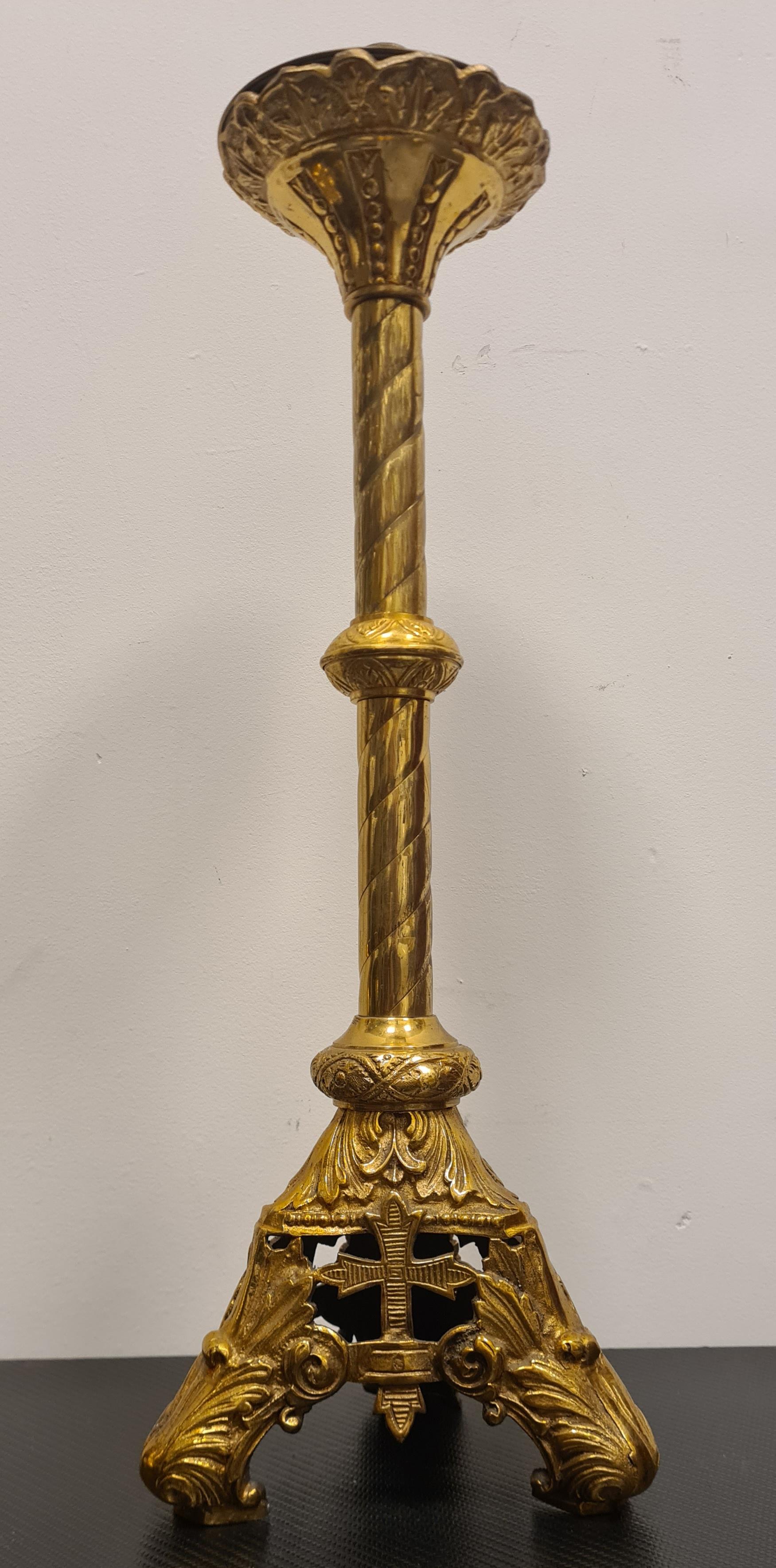 20th Century Pair Brass Candlesticks For Sale