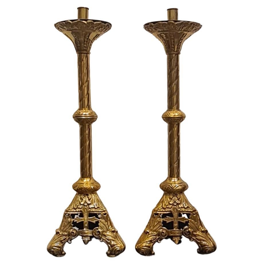 Pair Brass Candlesticks For Sale
