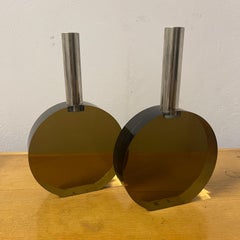 Pair of Plexiglass Candlesticks - Italy 1980s