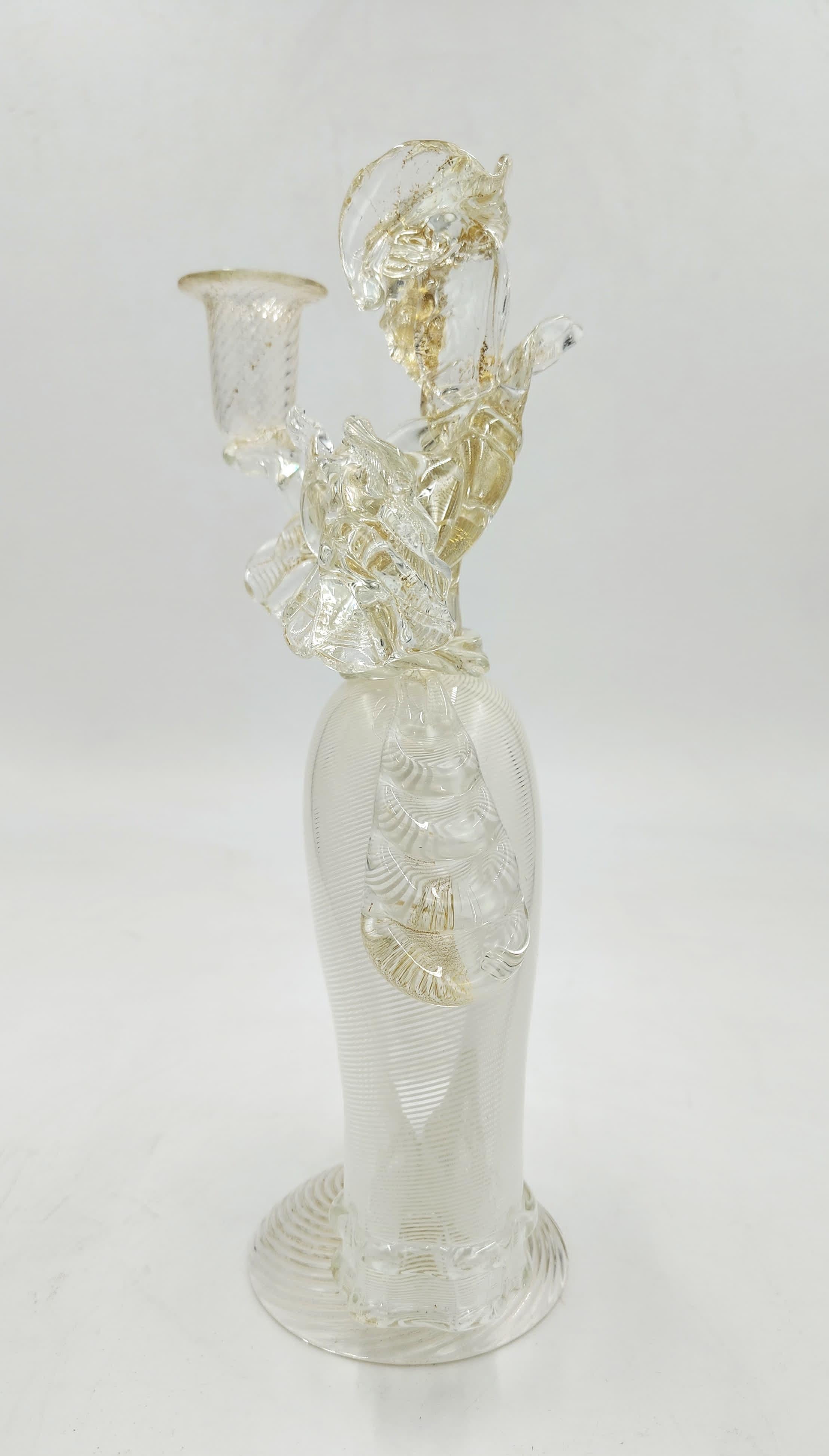 Pair of Murano glass candlesticks, Goldoni figurines, Italy, 1980s For Sale 6