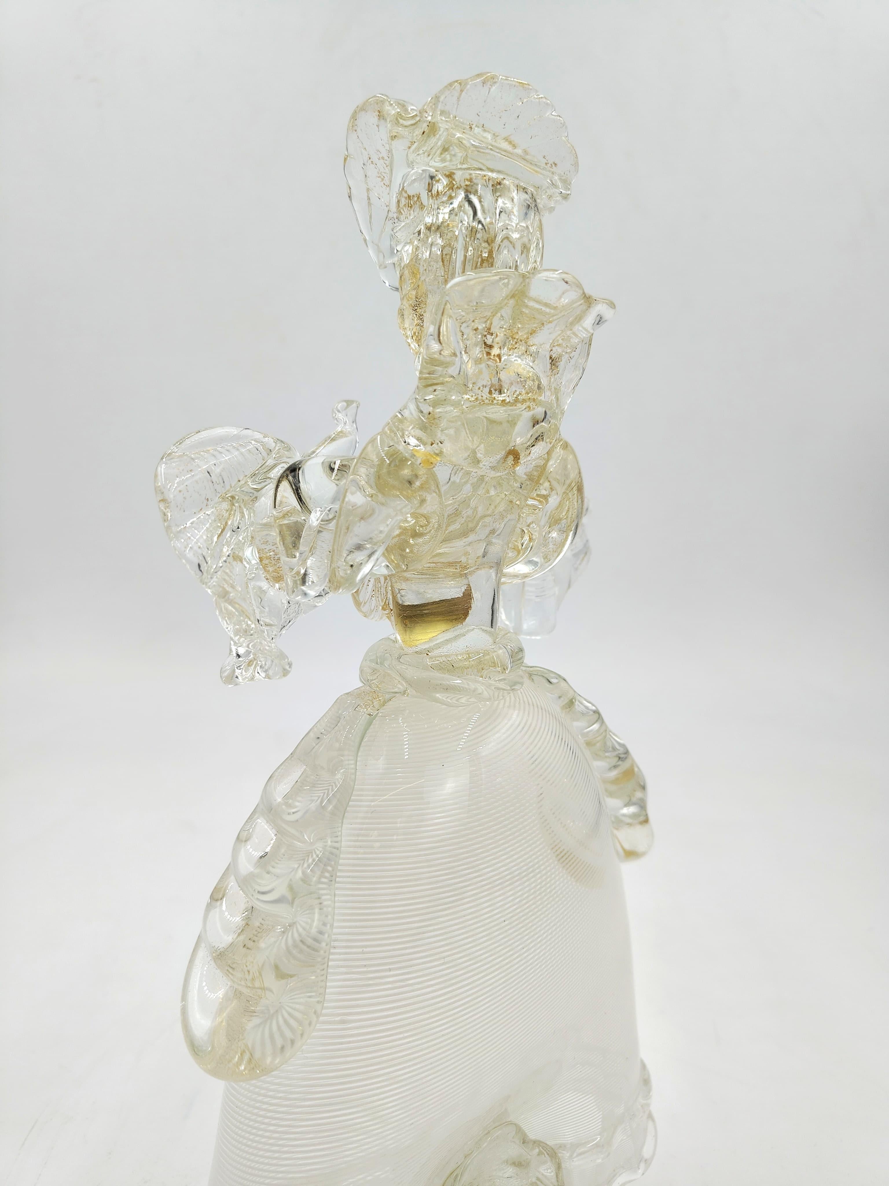 Pair of Murano glass candlesticks, Goldoni figurines, Italy, 1980s For Sale 9