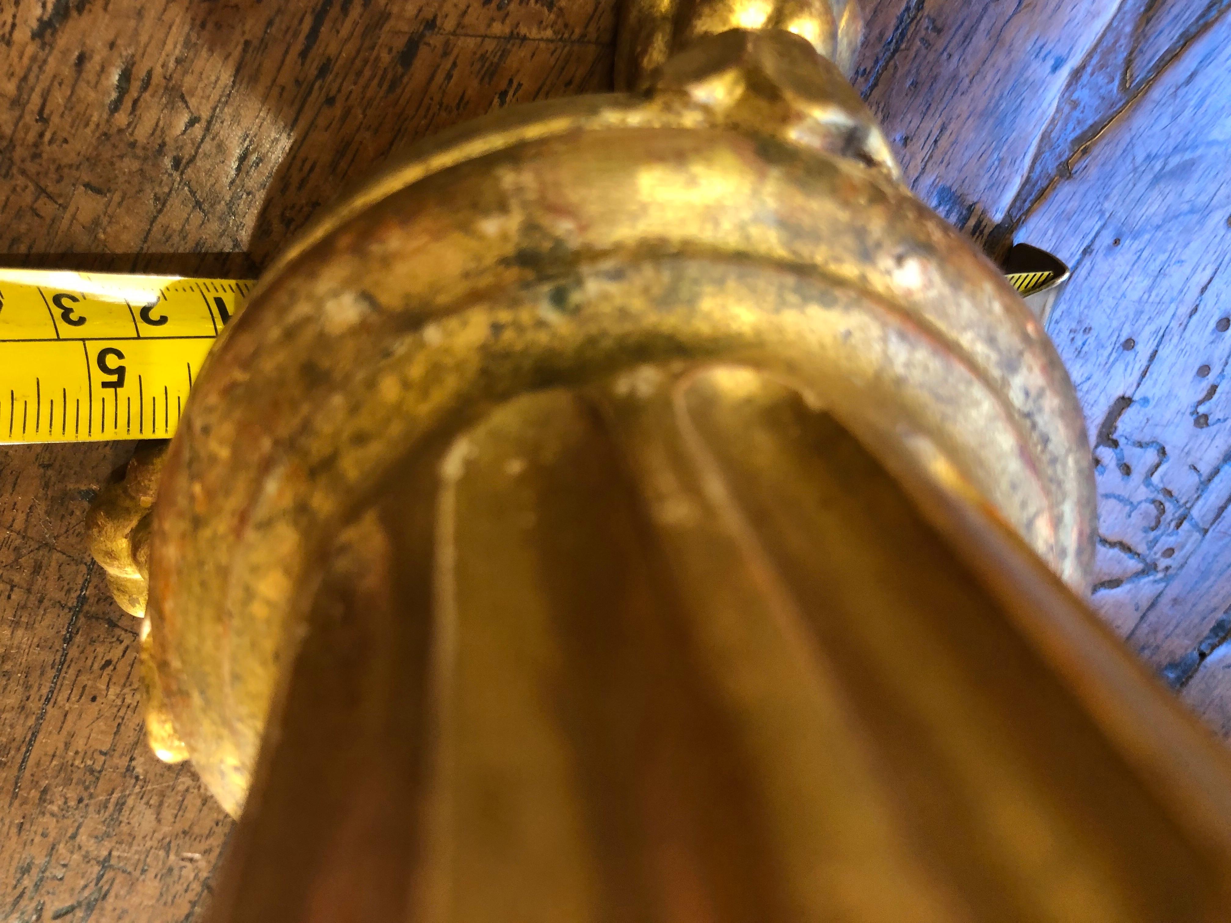 Pair of Italian Candlesticks in Carved and Gilded Wood 19th Century For Sale 1