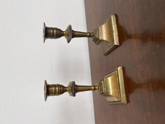 Paire de chandeliers carrés en bronze italiens du 19e siècle