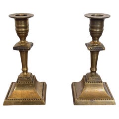 Coppia di candelieri quadrati in bronzo secolo XIX Italian