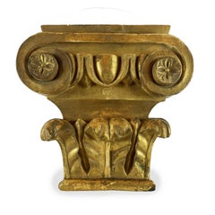 Pair of Gilded Italian Capitals With Corinthian-Ionic Intaglio 19th Century