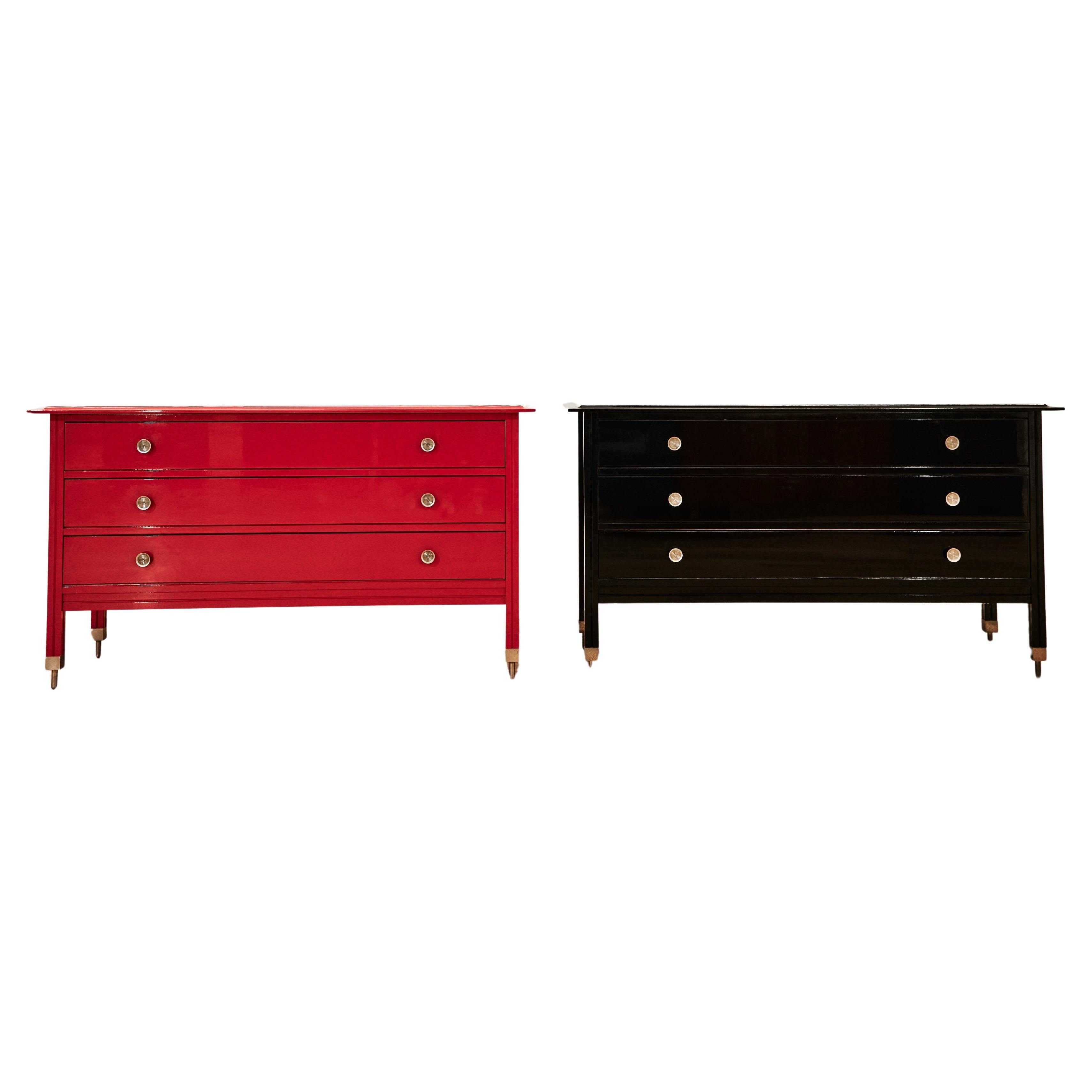 Pair of lacquered wood chests of drawers by carlo De Carli for Sormani