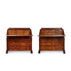 Pair of Italian 18th Century Folding Chest of Drawers in Walnut and Walnut Burl