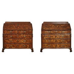 Pair of Italian 18th Century Folding Chest of Drawers in Walnut and Walnut Burl