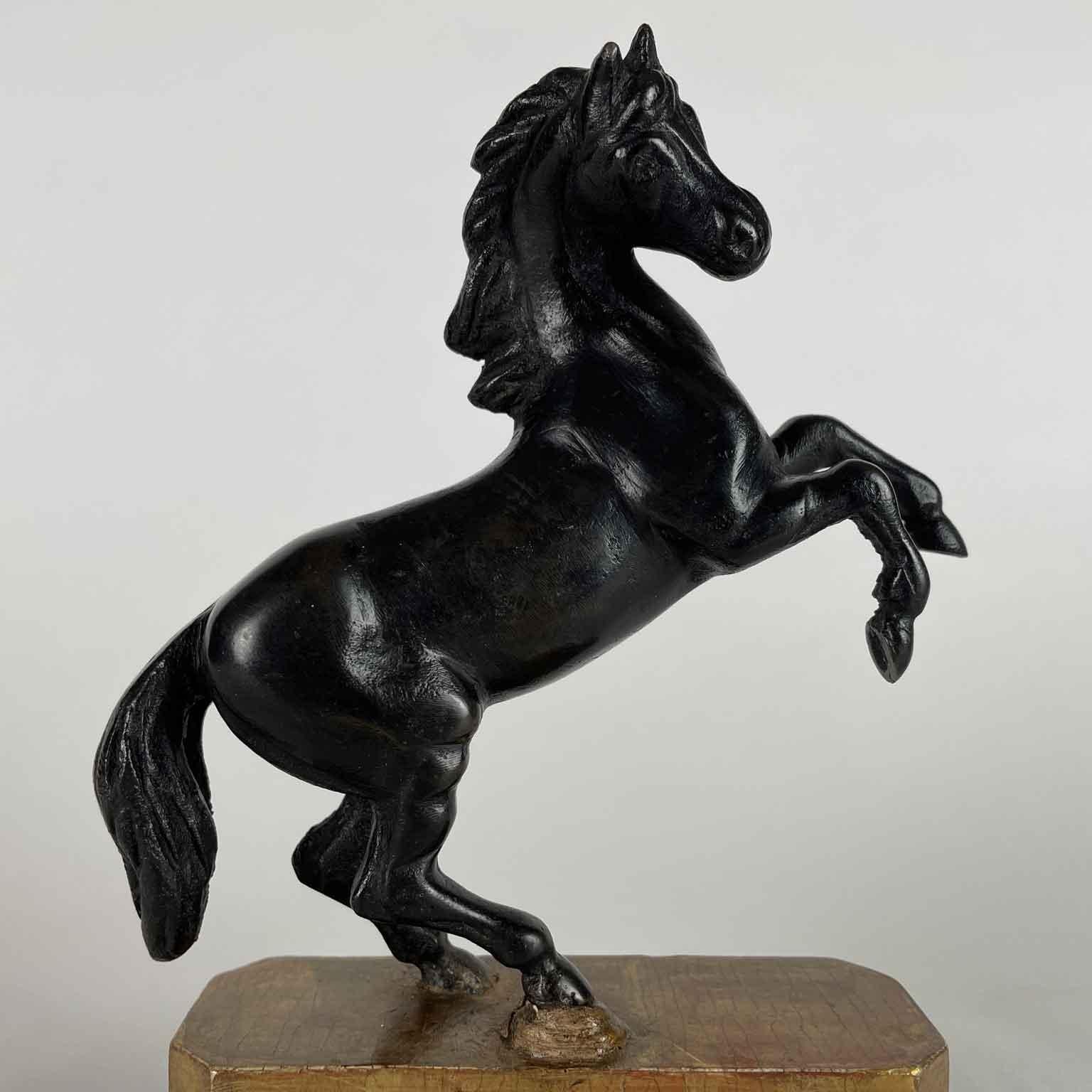Coppia di Cavalli Inizi 1800 Sculture Italiane Animalier in Bronzo Patina Scura en venta 7