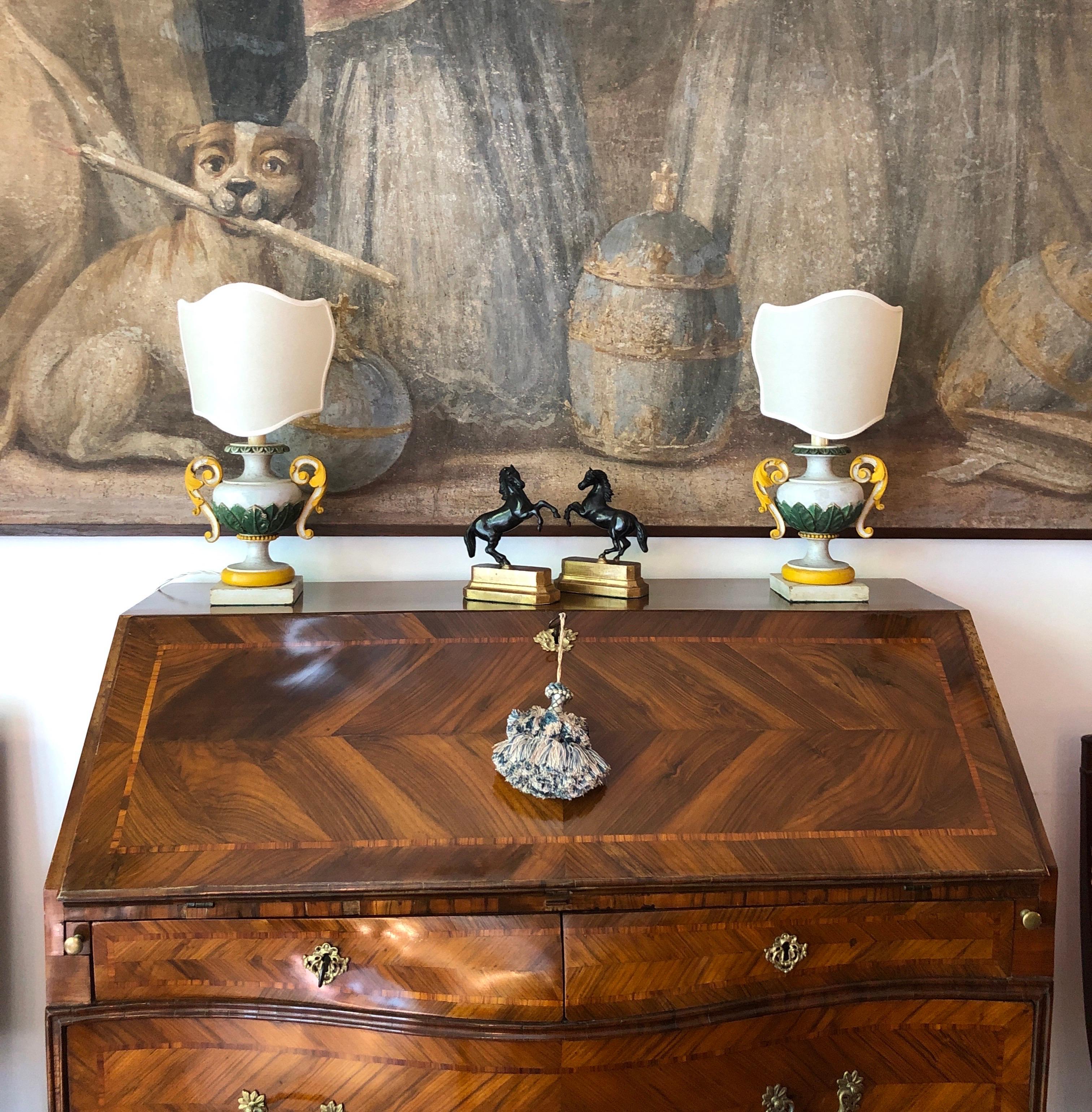 Coppia di Cavalli Inizi 1800 Sculture Italiane Animalier in Bronzo Patina Scura en venta 1