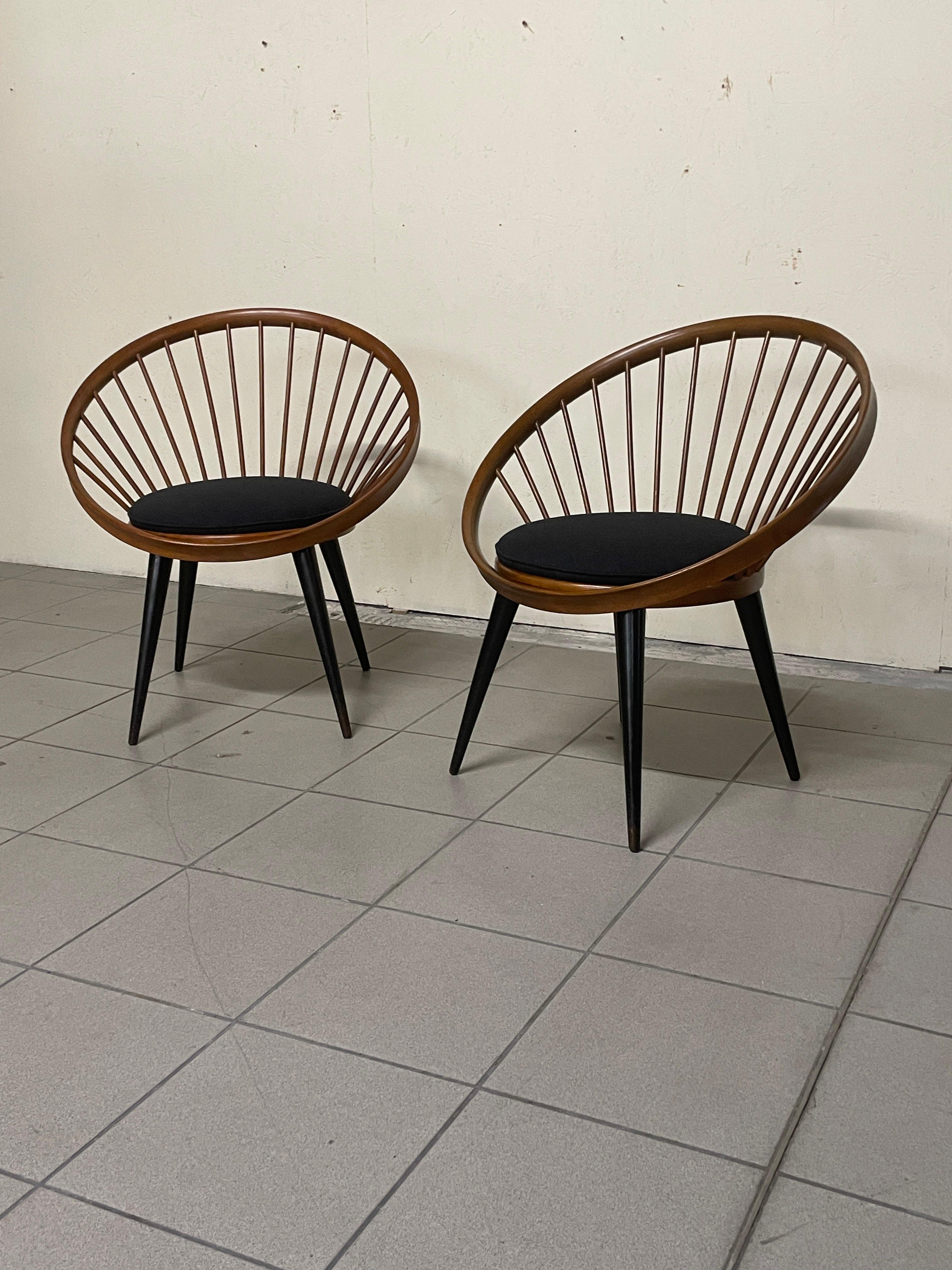 Swedish Paire de chaises circulaires d'Yngve Ekstrom, années 1960 en vente
