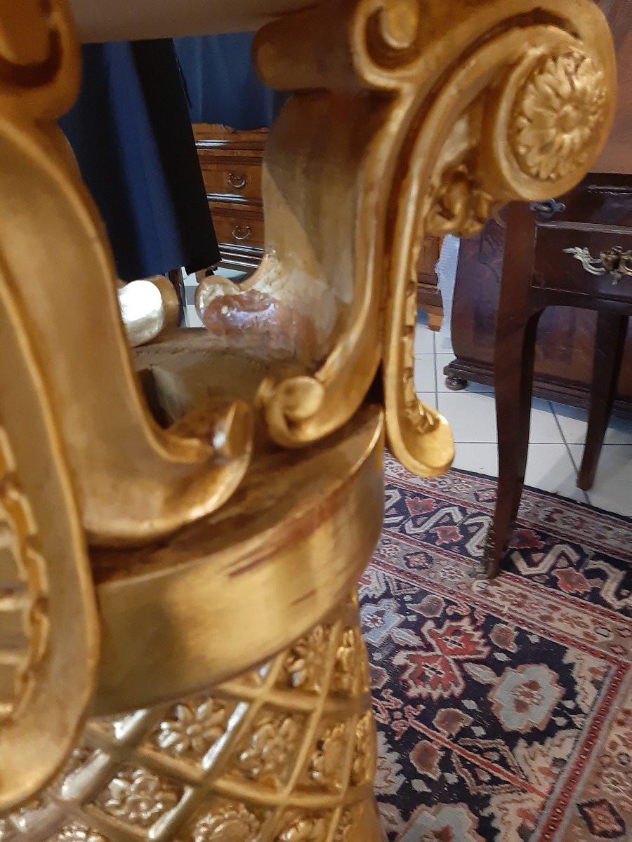 Fait main Coppia di colonne dorate in stile Impero – Italia, anni '80 en vente