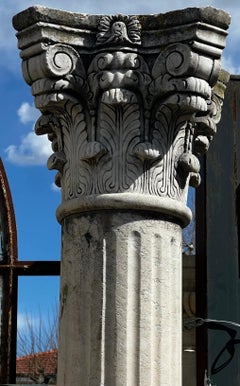 Pair of white marble columns, Italy