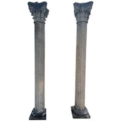 Pair of white marble columns, Italy