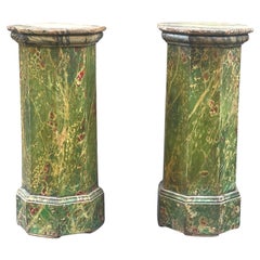 Antique Pair of octagonal wooden columns