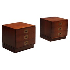 Pair of bedside tables 1960s Production Brugnoli, Cantù in brass and wood