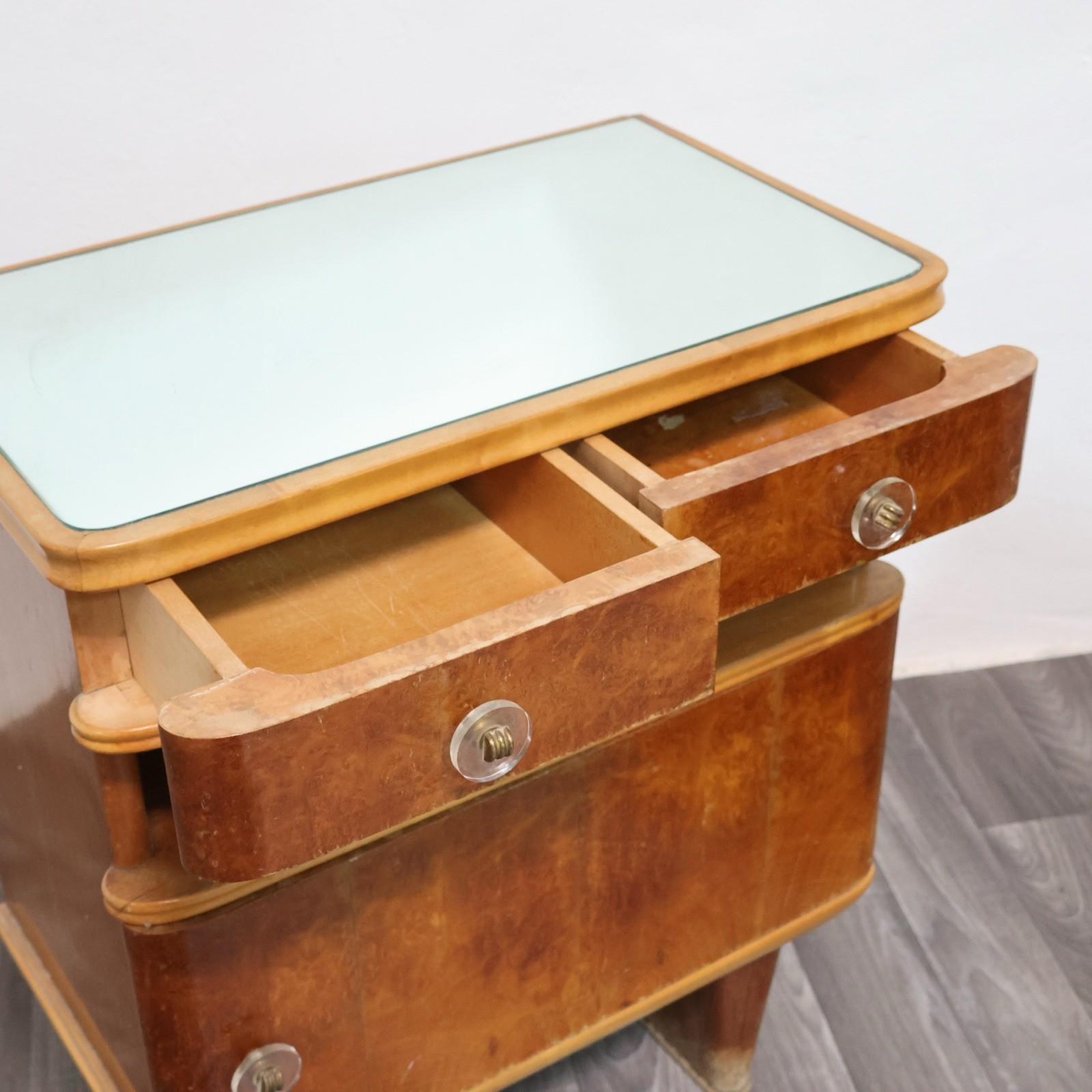 Coppia Di Comodini Art Decò Anni 40 In Legno Design Modernariato Mid-Century en vente 2