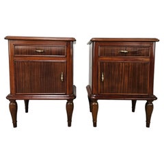 Pair of 1950s Art Deco nightstands with mirrored tops
