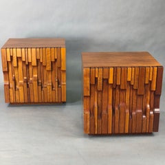 Paire de tables de chevet « Barium » de Luciano Frigerio, design brutaliste des années 70