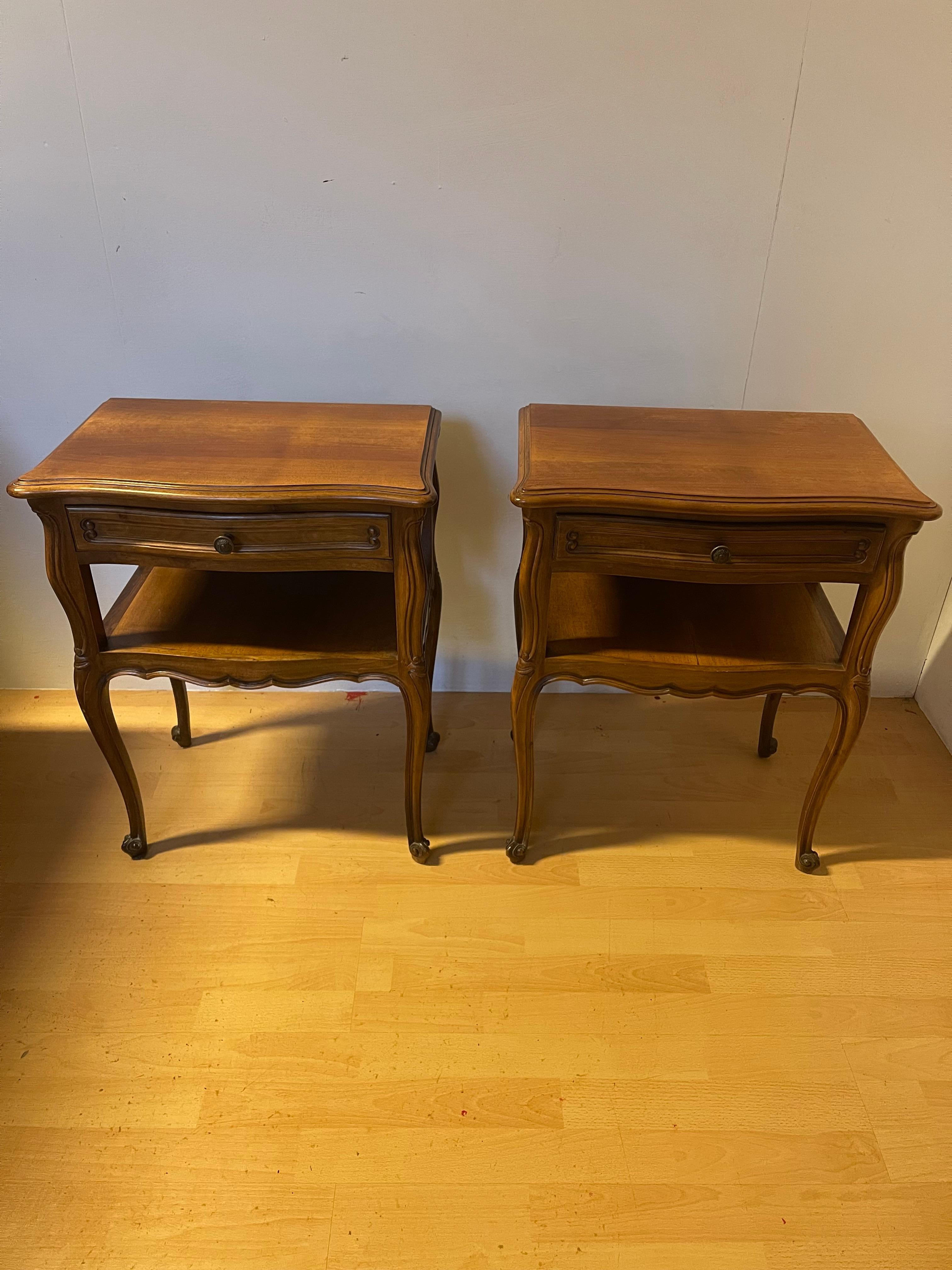 Italian Pair of bedside tables with chests French style early xx century For Sale