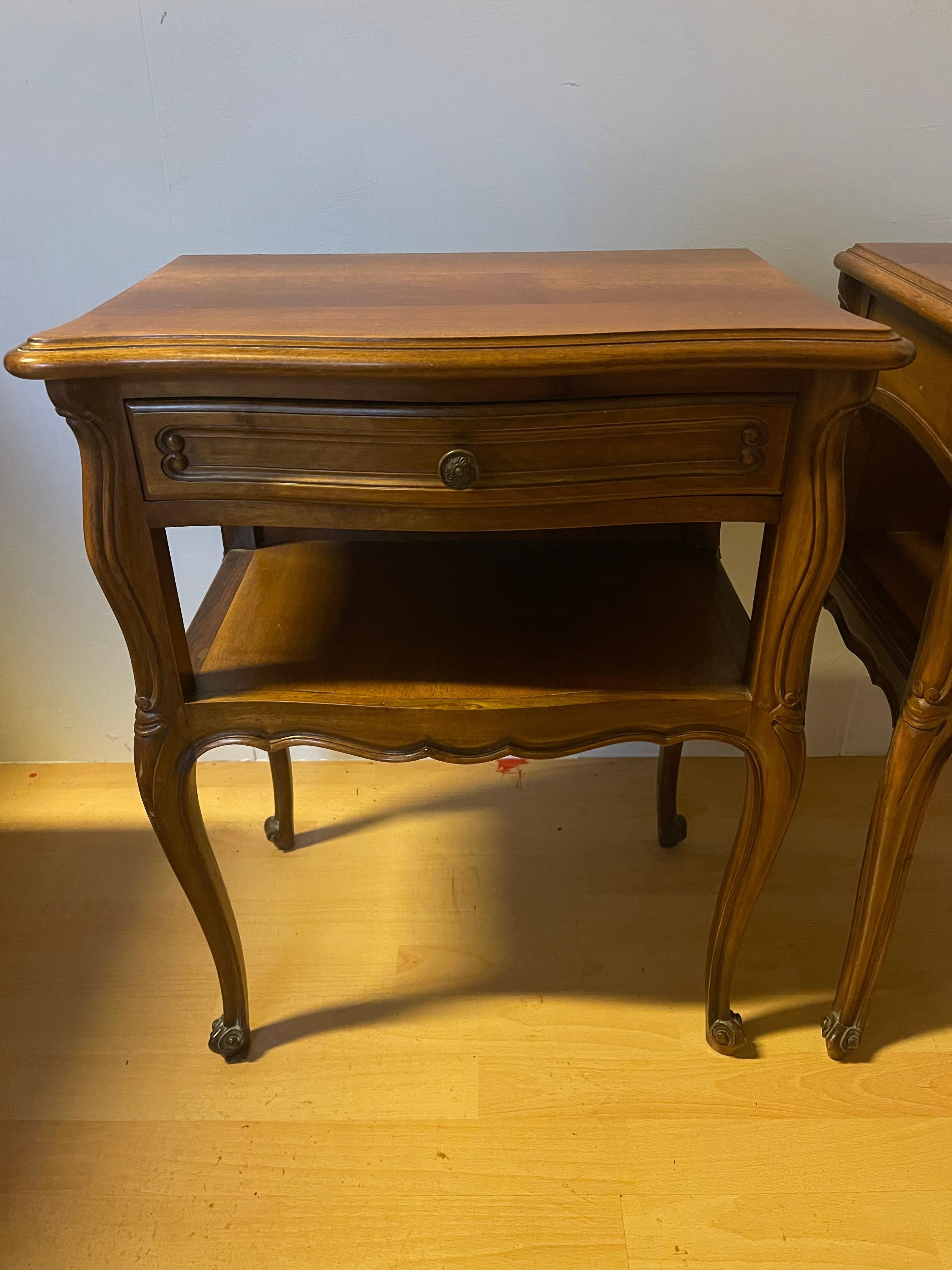 Wood Pair of bedside tables with chests French style early xx century For Sale
