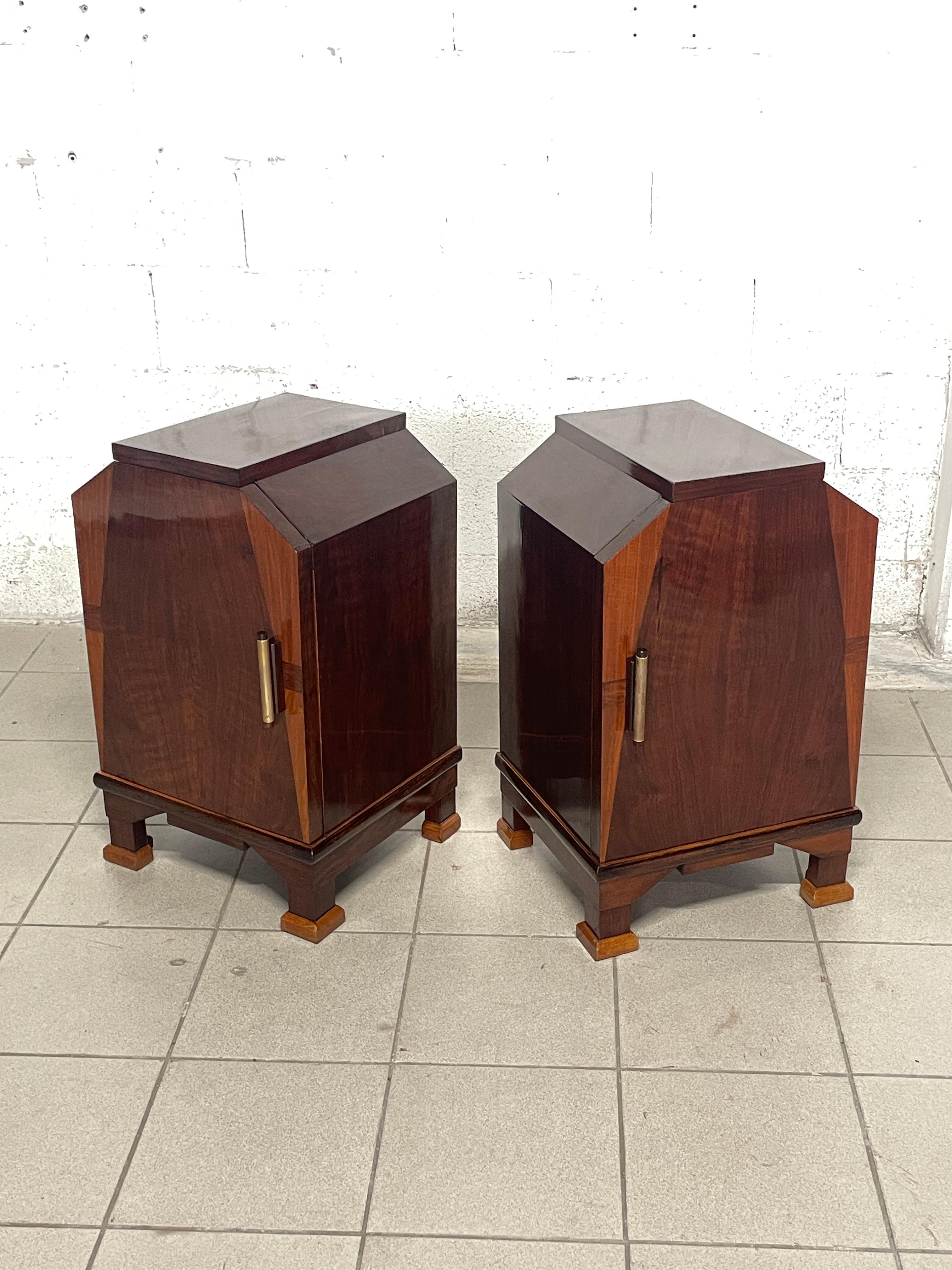 Pair of deco bedside tables, 1930s For Sale 6