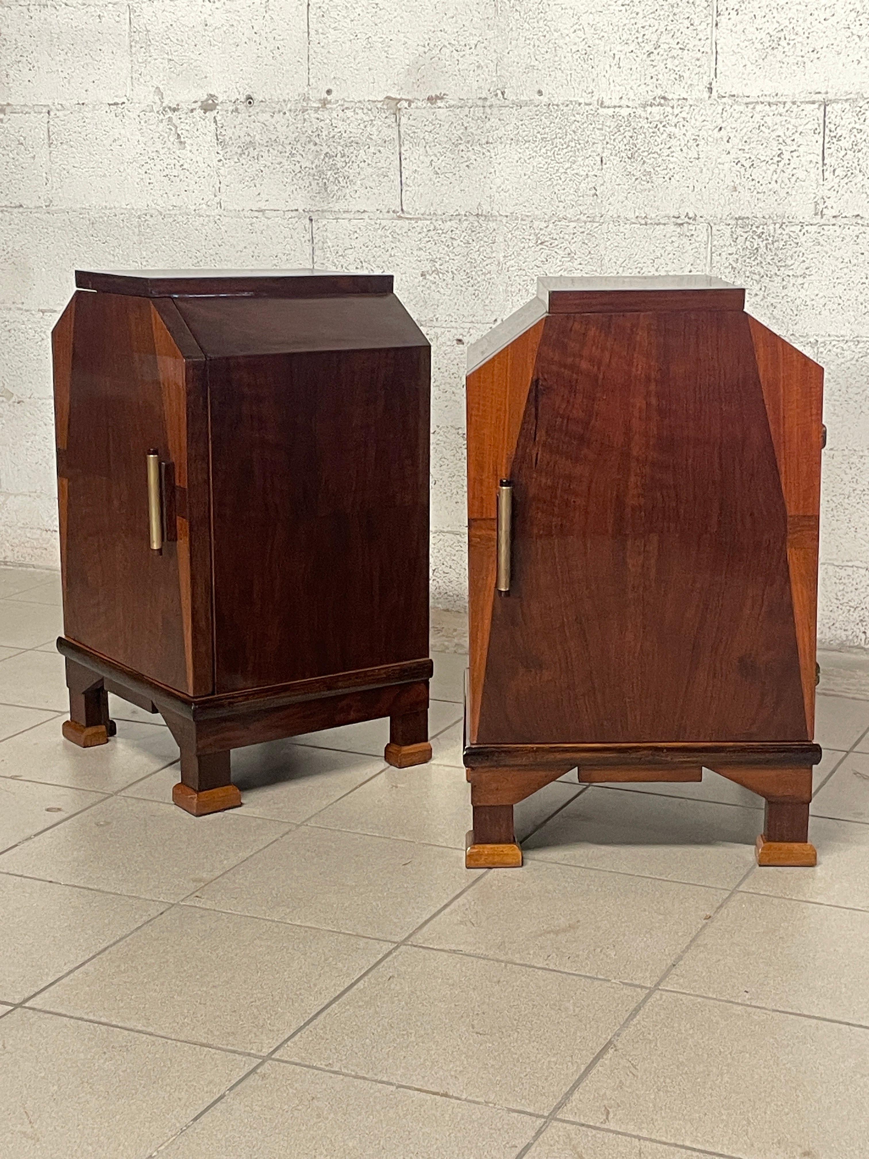 Pair of deco bedside tables, 1930s For Sale 8