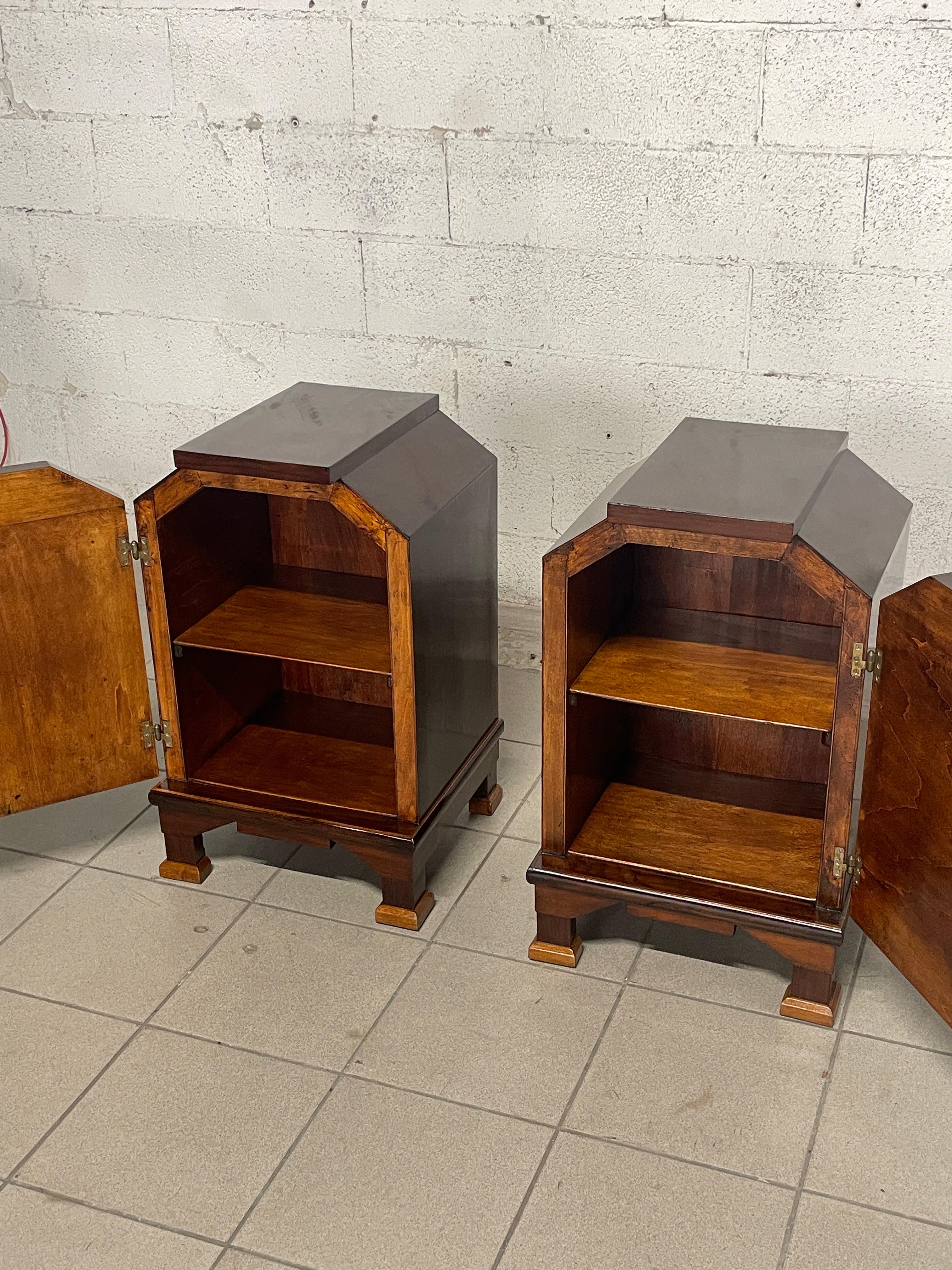 Pair of deco bedside tables, 1930s For Sale 12