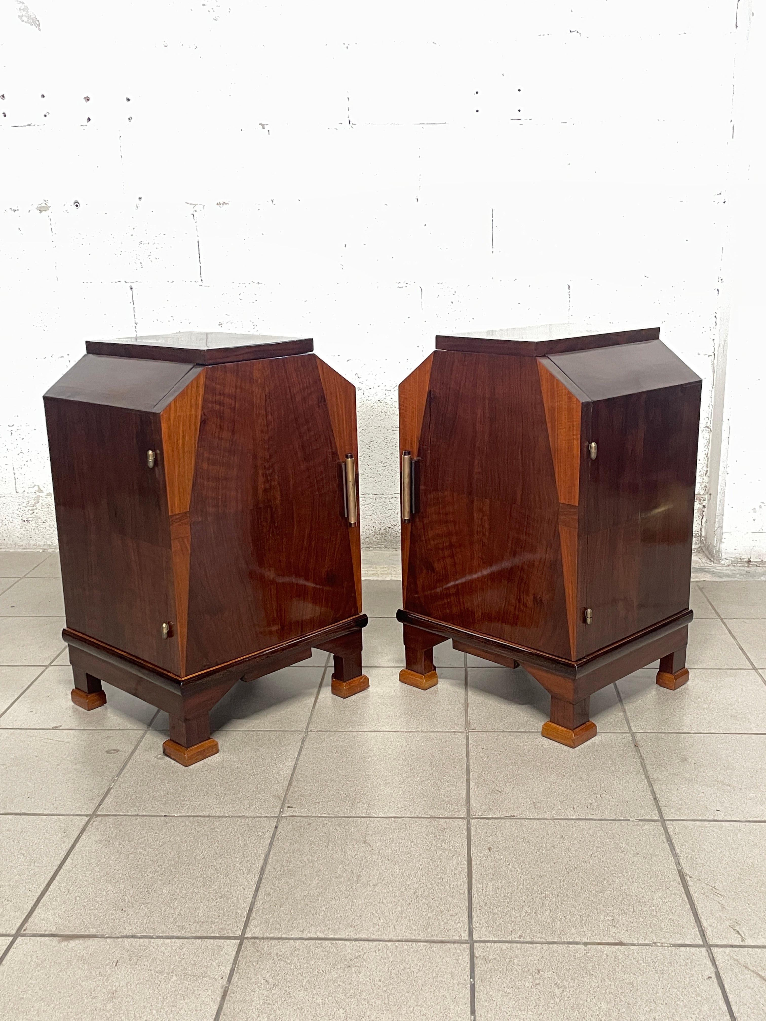 Mid-20th Century Pair of deco bedside tables, 1930s For Sale