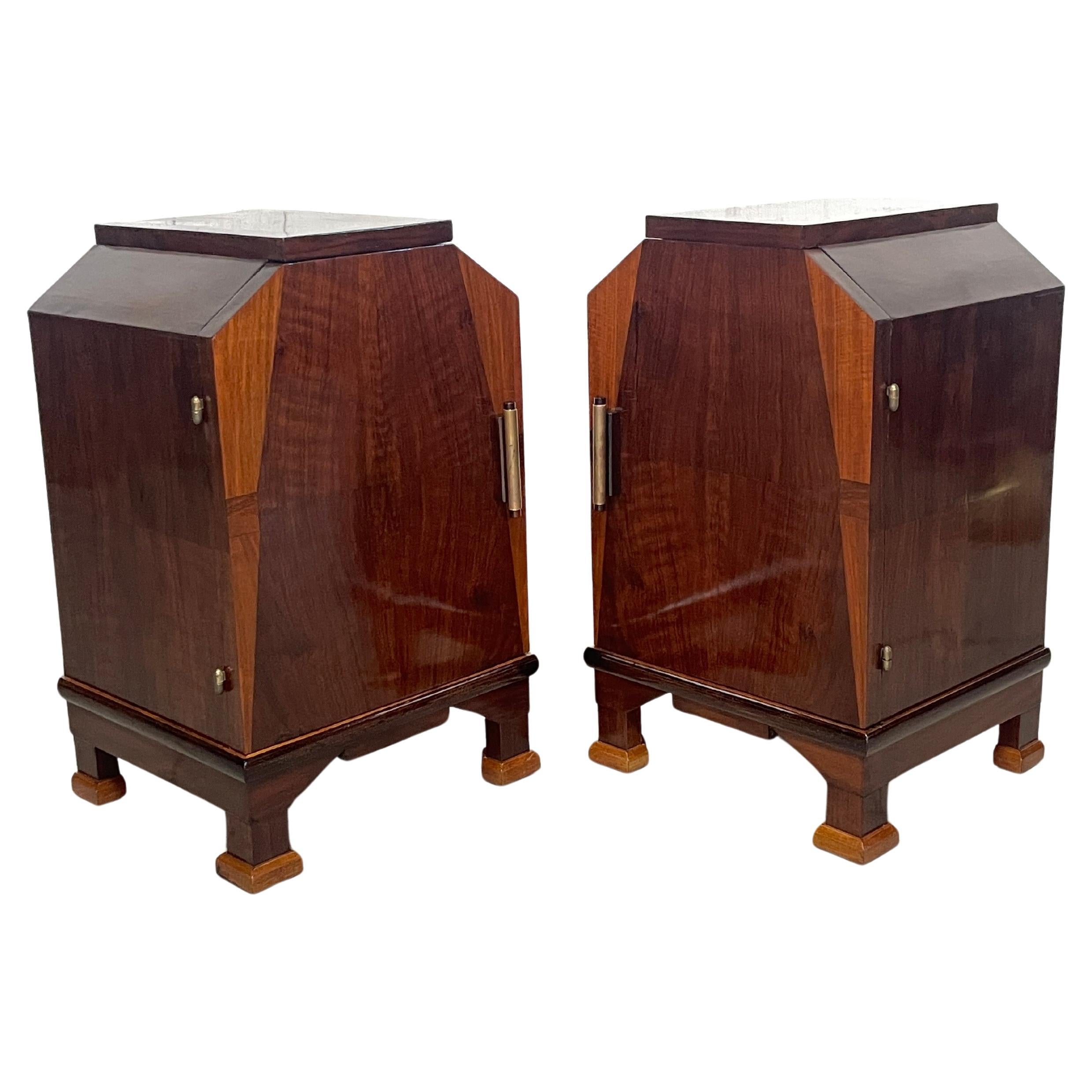 Pair of deco bedside tables, 1930s