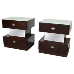 Coppia Di Comodini Ebano Macassar Cubic Design Modernariato Anni ‘80