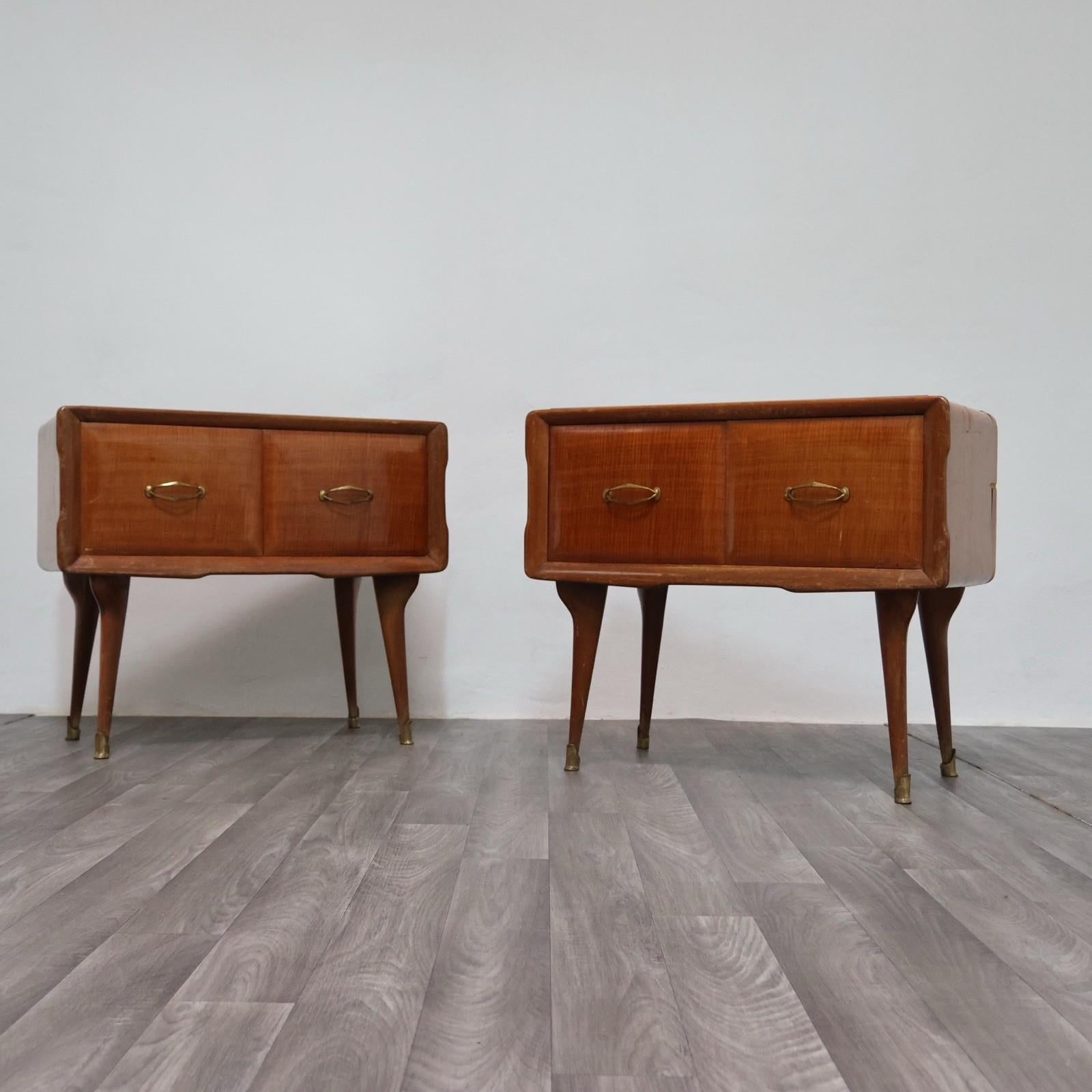 Milieu du XXe siècle Coppia Di Comodini Gio Ponti Style Mid-Century 1950's Modernariato Design en vente