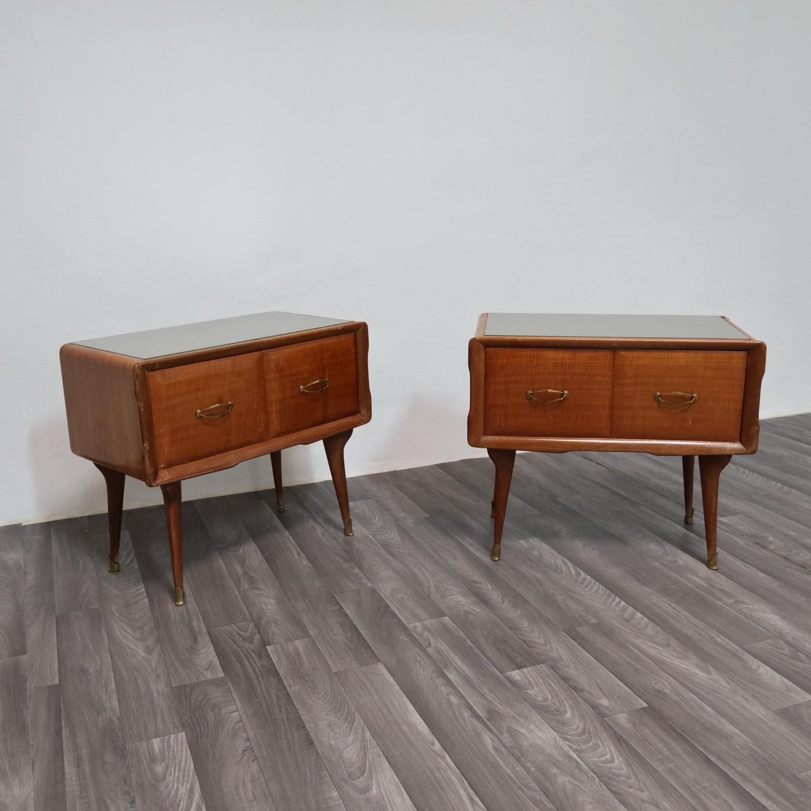 Laiton Coppia Di Comodini Gio Ponti Style Mid-Century 1950's Modernariato Design en vente