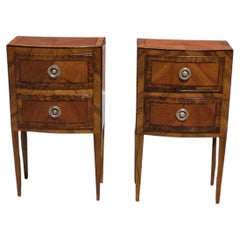 Pair of nightstands with cherry and walnut veneer – Late 19th century