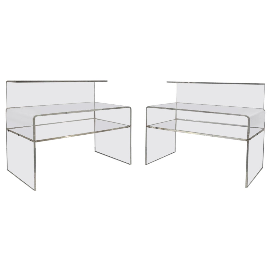 Coppia Di Comodini In Acrilico Trasparente Space Age Anni 70 Design Modernariato im Angebot