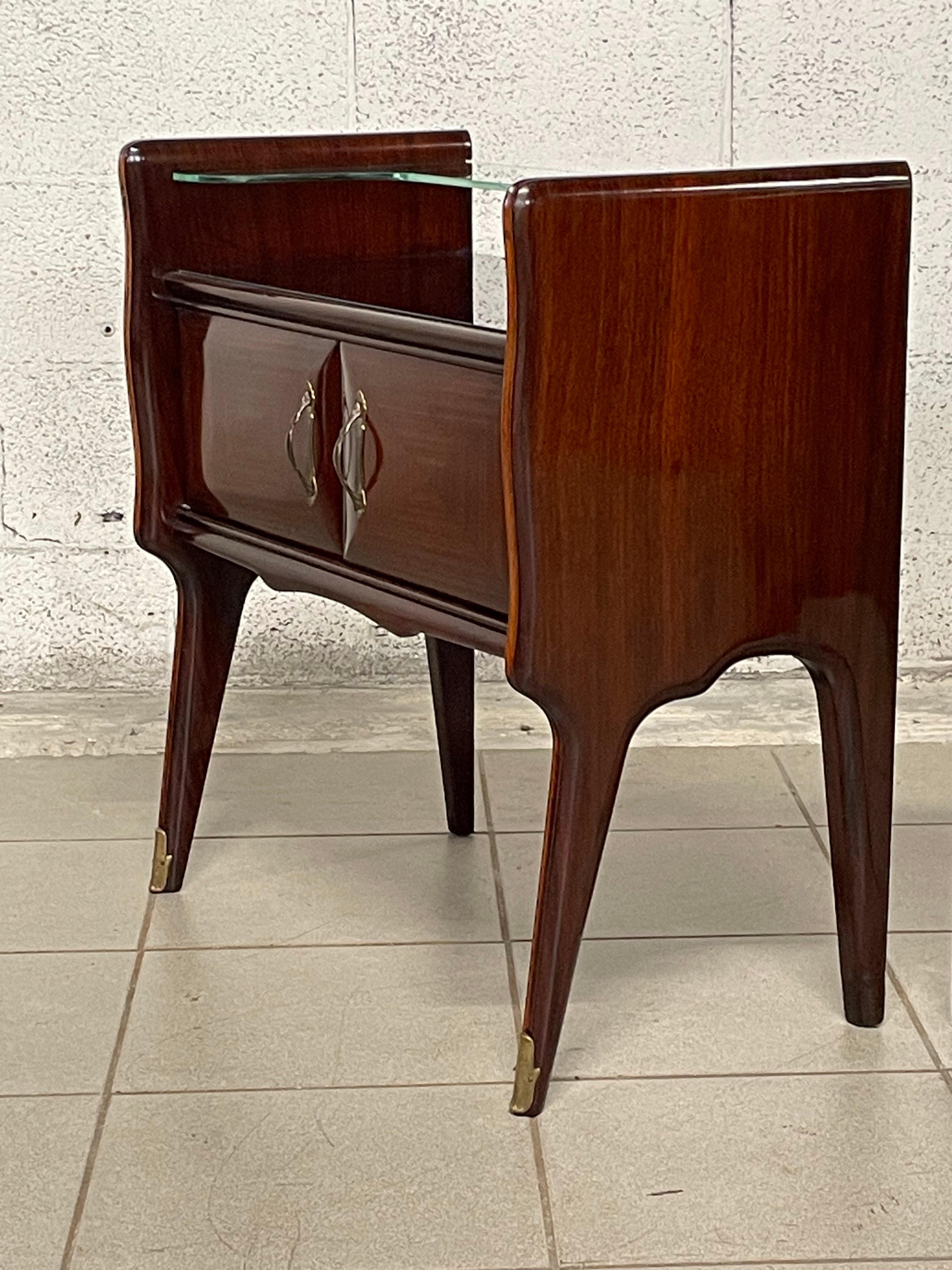Pair of mahogany and glass bedside tables from the 1950s 9