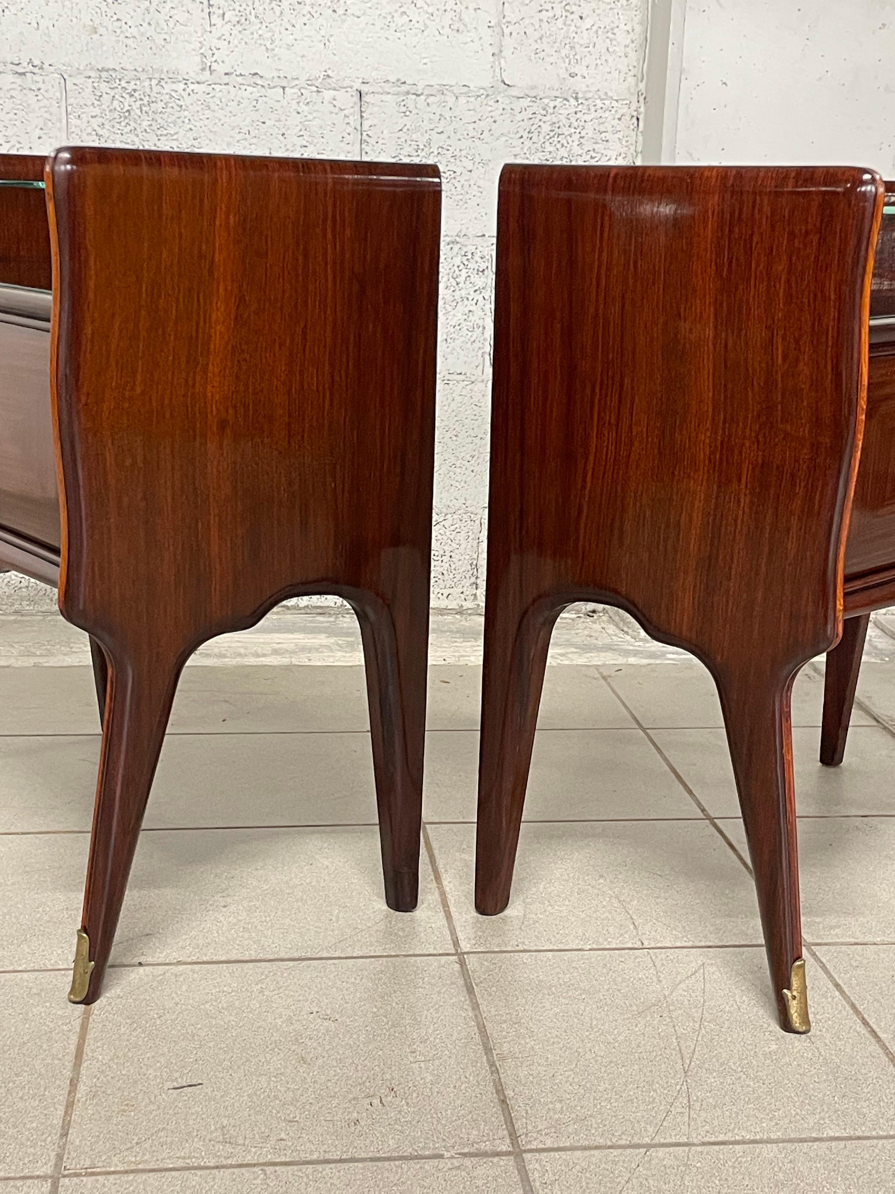 Pair of mahogany and glass bedside tables from the 1950s 10