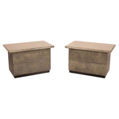 Pair of Bedside tables in parchment by Aldo Tura for Tura Milano