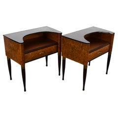 Pair of bedside tables in briarwood, Italy, 1950s.